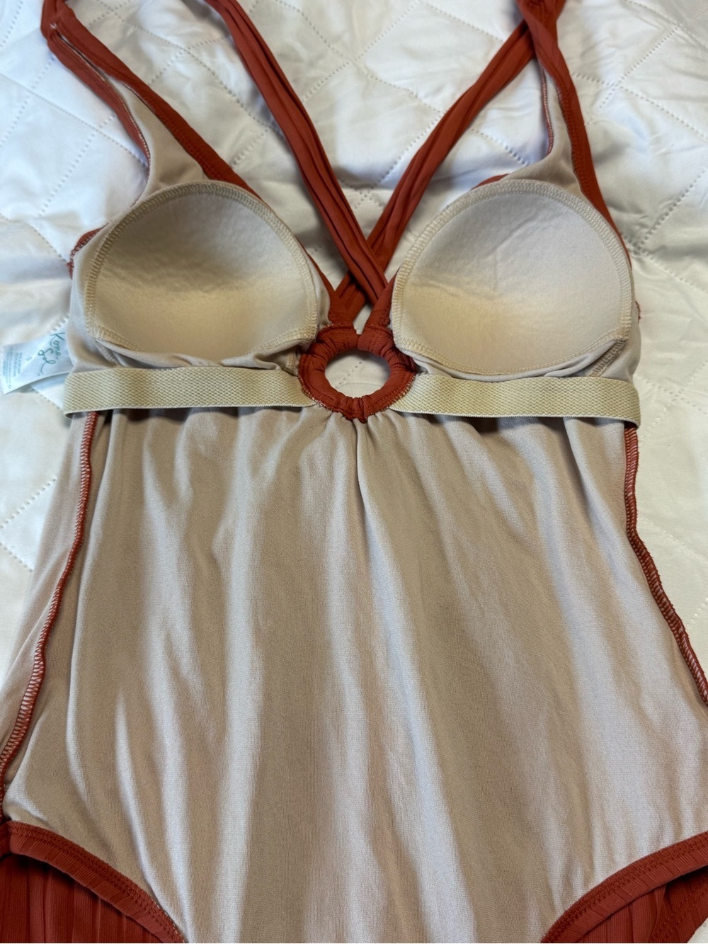 Kona Sol Ribbed One Piece Swimsuit Rust Cutout Open Back Size Small - Picture 7 of 12